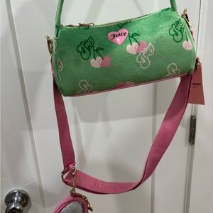 Juicy Couture Cherry Green and Pink Shoulder Bag